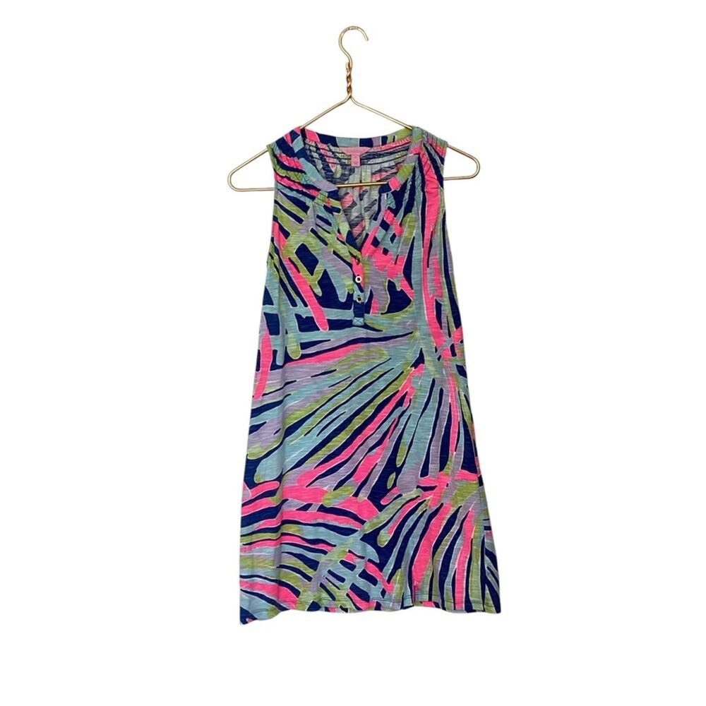 Lily Pulitzer Sleeveless Multi Color Pink Blue Abstract Sleeveless Dress Size XS